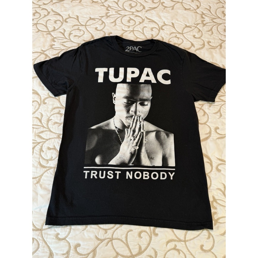 2Pac Trust Nobody Graphic T-Shirt Men's Small Black Licensed Cotton Tee